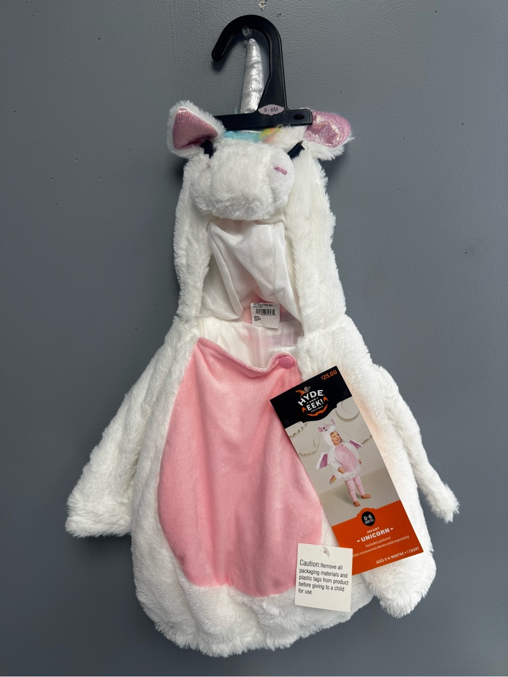 Infant Plush Unicorn Hooded Costume - White & Pink 0-6 months